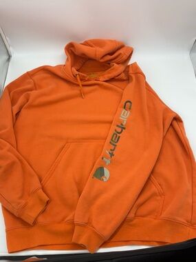 Carhartt Bright Orange Sleeve Logo Pullover Hoodie